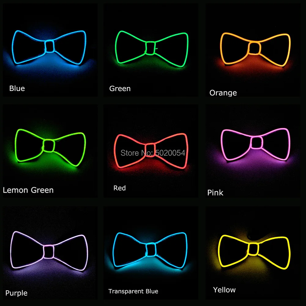 Hot selling Flashing LED Bow Tie Light Up EL Glowing Necktie Bowtie Cravat For Dance DJ Sexy Club Costumes Accessories