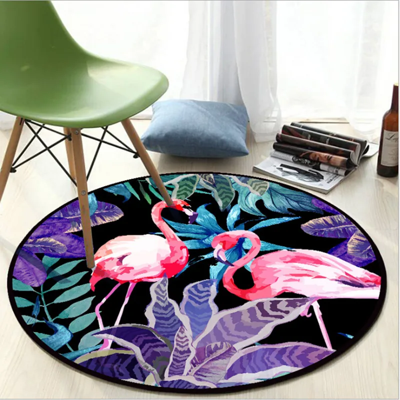 

large Area 200cm Diameter Carpet Flamingo Print Round Rugs Baby Bedroom Crawl tapete Yoga Mat Carpets for Living Room Game Rug