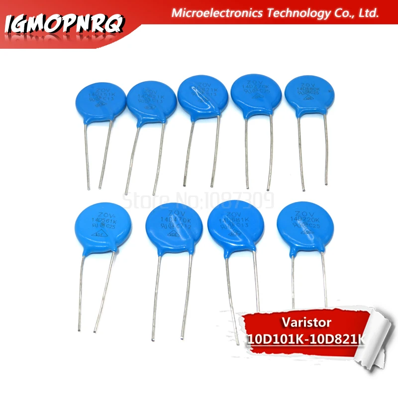 

10PCS Varistor 14D151K 14D201K 14D220K 14D221K 14D270K 14D431K 14D470K 14D471K 14D561K 14D621K 14D680K 14D821K piezoresistor