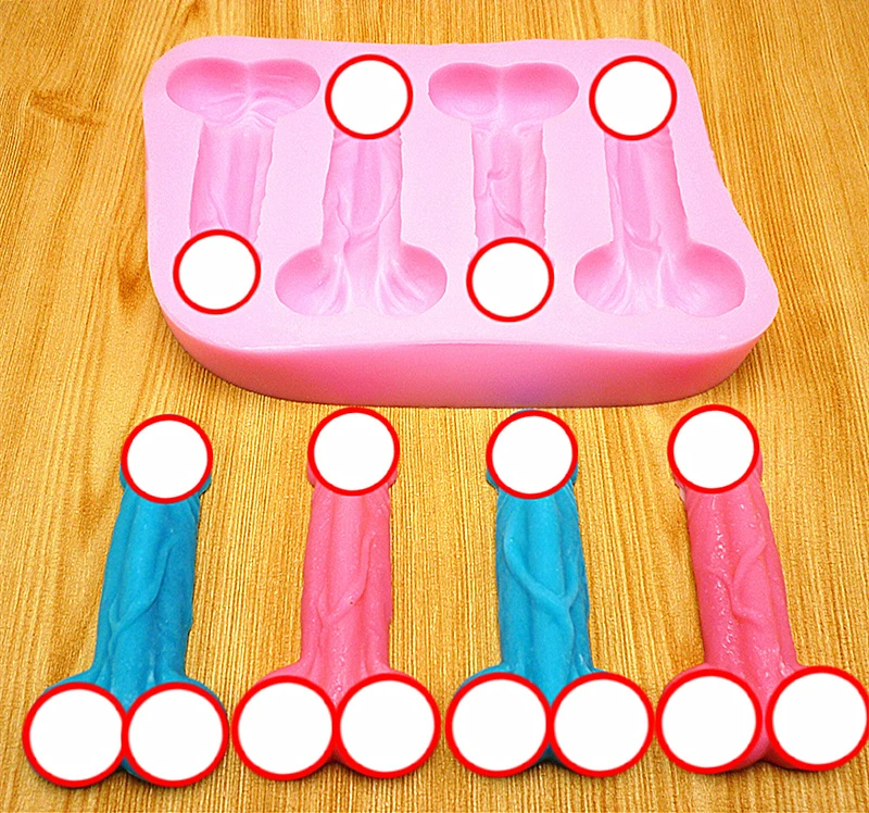 New product! Male Cake 4 Pieces Penis Mold Candy Hard Candy Mold Kitchen Baking Tools Soap Chocolate Mold