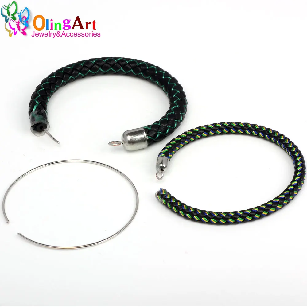 

OlingArt 0.8MM/50 loops metal wire coil steel beading findings brooches bouquet blank bracelet bangles DIY Jewelry making