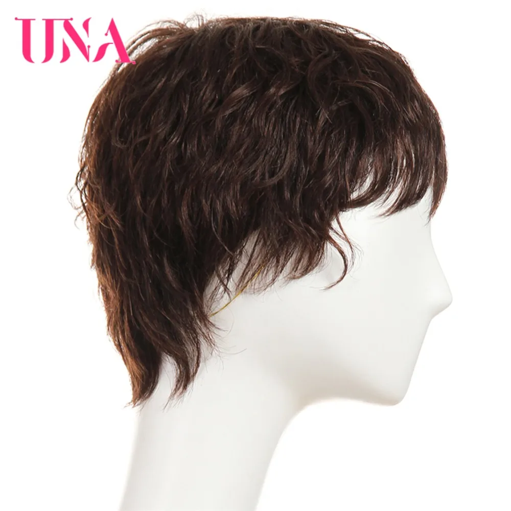 UNA Human Hair Wigs #6383 #2/33 Non-Remy Human Hair Chinese Straight Human Hair Wigs Machine Made Hair Wigs