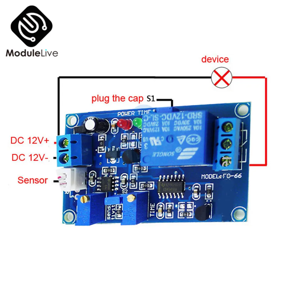 DC 12V Photoresistor Relay Module Board Light Brightness Sensor Timer Detection Controller Switch On/Off With Wires for Car