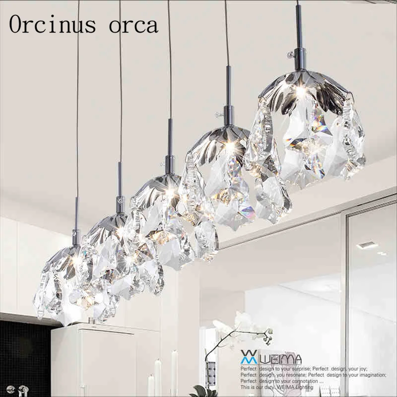 

Nordic modern simple personality LED Crystal hanging lamp single head three Restaurant Bar bedroom lighting