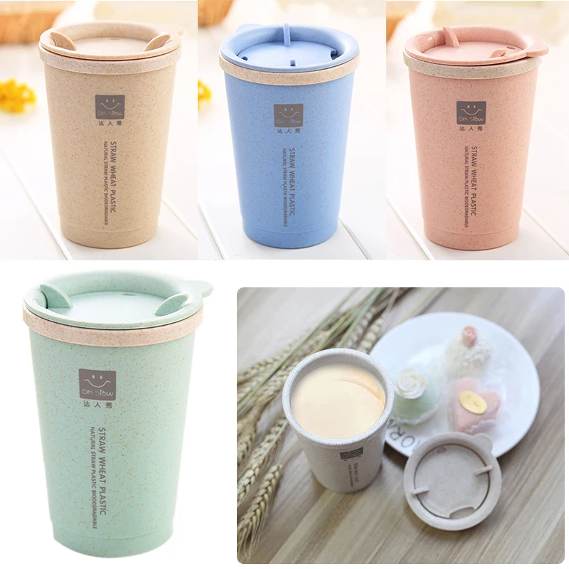 

280ML Leakproof Double-wall Insulation Wheat Straw Coffee Cup Travel Mug 4 Colors