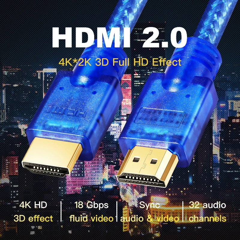 Кабель Shuliancable HDMI 2,0, 4K, 60 Гц, 10 м, 7,5 м, 5 м, 3 м, 2 м, 1 м