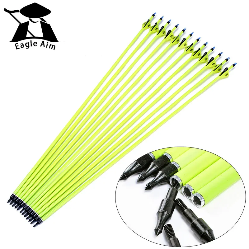 

Yellow Shaft Carbon Arrow, Replaceable Arrow for Recurve, Composite Bow, Crossbow, Hunting Archery, 12Pcs