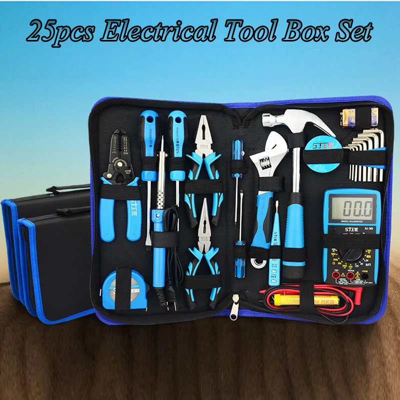 25pcs Elettricista Tool Kit Set di Strumenti di Uso Domestico Set Con 382 Multimetro Multi-funzione Ferramenteria E Attrezzi Kit di Utensili A Mano
