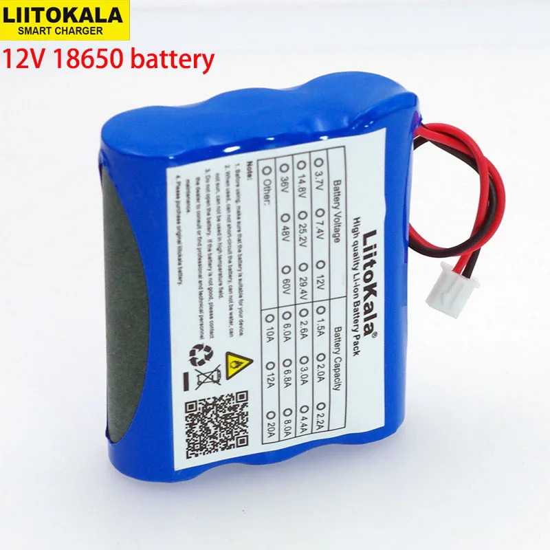 Liitokala 12V 18650 2600mAh akumulator litowo-jonowy Monitor kamera telewizji przemysłowej baterii 12.6 V 1.8A 2A 2.2A 2.5A 2.6A 2.8A 3A baterie