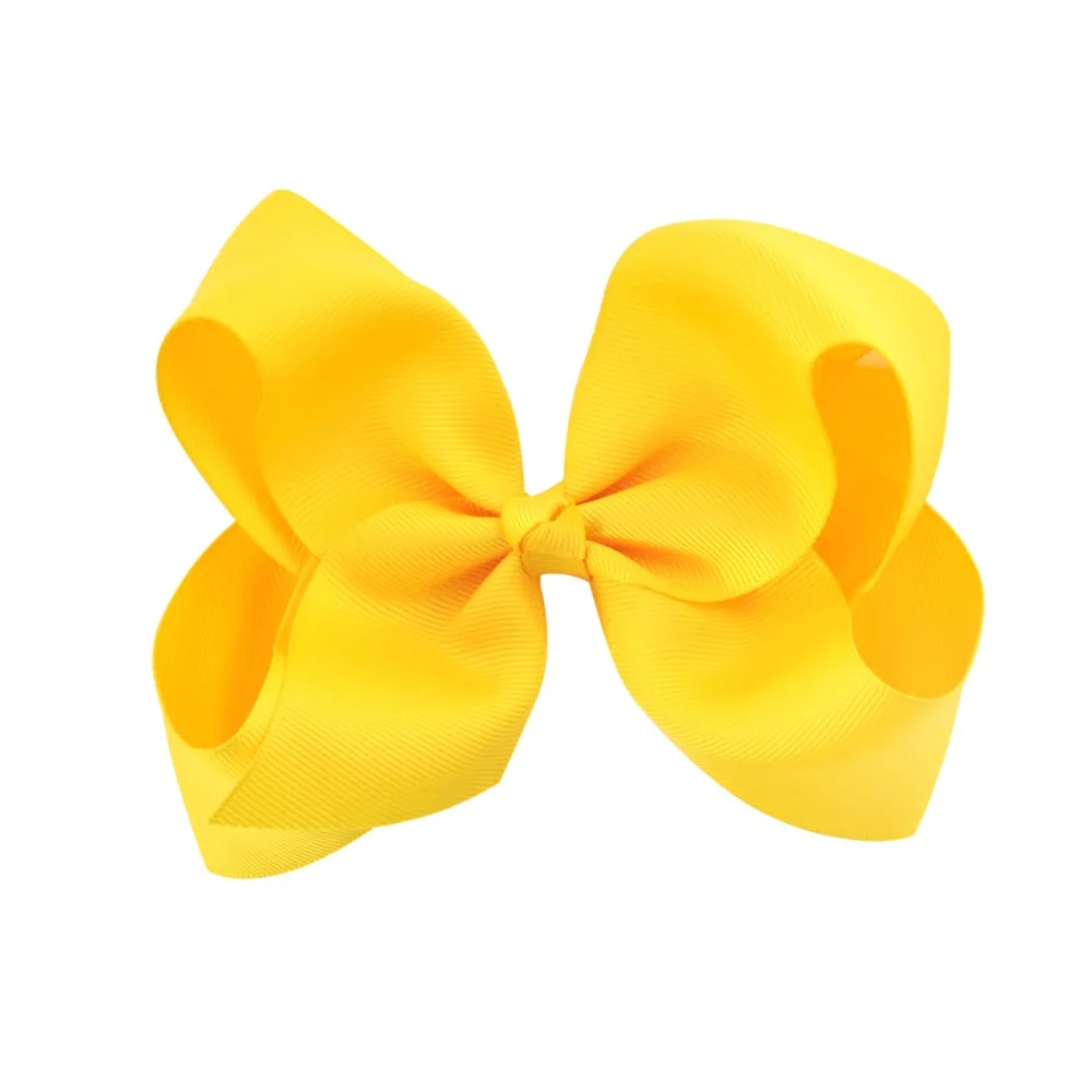 New 6 Inch Girls Cute Solid Color Grosgrain Ribbon Hair Bows Children Princess Hairpins Kids Bowknot Hairclip Hair Accessories