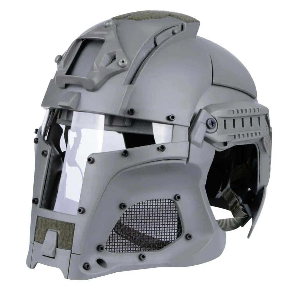 Casco tattico medievale da guerriero in ferro Binario integrato NVG Sindone Base di trasferimento Quadrante Manopola Sport all\'aria aperta