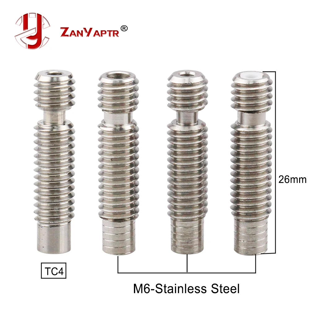 TC4 Stainless Steel E3D Heat Break With PTFE/All Metal Hotend Throat M6 M6 For 1.75 mm/3.0mm Filament 3D Printer for E3D V6/V5