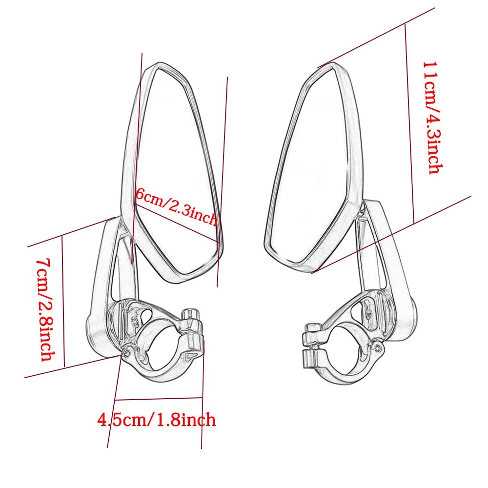 범용 오토바이 알루미늄 백미러, 블랙 핸들 바 엔드 사이드, 7/8 인치, 22mm, 1 쌍