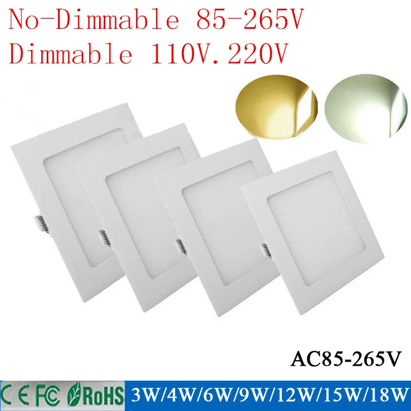 Imagem -04 - Ultra Brilhante w 12 15 18 Led Teto Recessed Downlight Redondo Quadrado Painel de Luz 1800lm Led Painel Lâmpada Luz 20 Peças