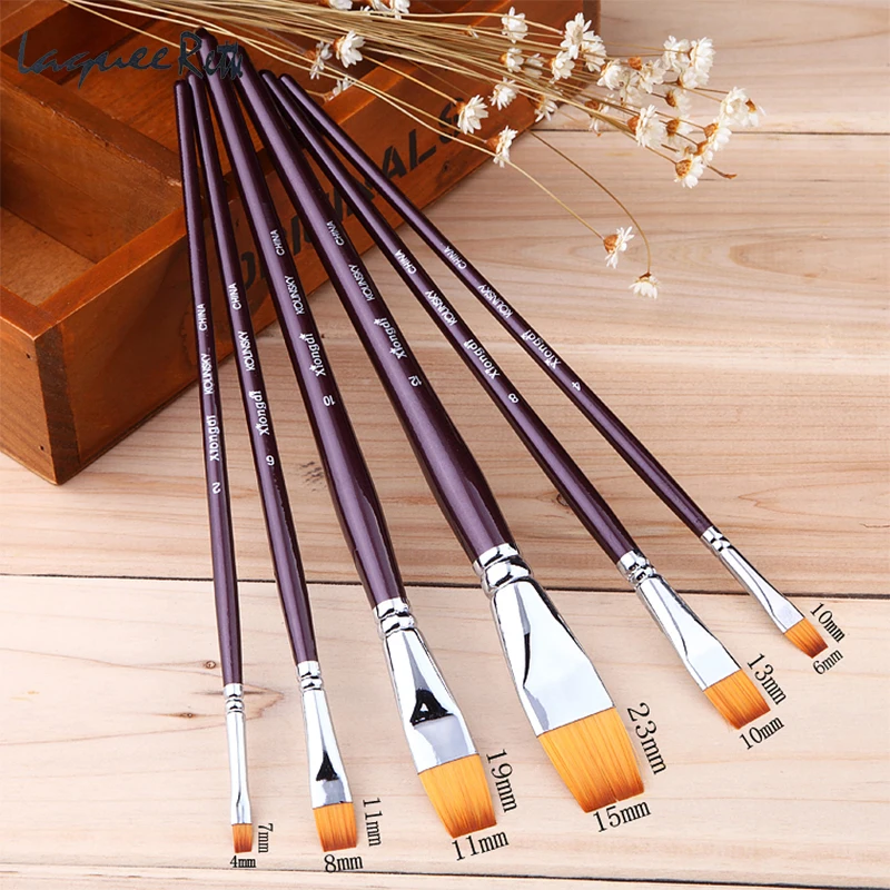 

6Pcs/Set Nail Art Brush Sable Pen With Wood Handle Acrylic Nail Brush For Professional Painting Nail Salon