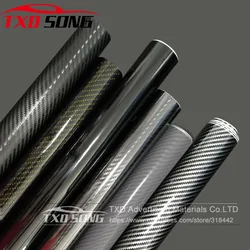 Envoltura de vinilo negro brillante, autoadhesivo 2D 3D 5D, pegatina negra de carbono, pegatina de membrana de estilo de coche, película de calcomanía