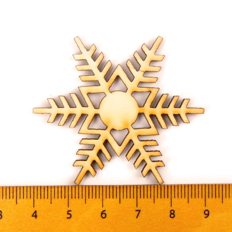 Christmas Snowflake Pattern Wooden Scrapbooking Collection Craft Handmade DIY Accessory Home Decoration DIY 50mm 10pcs MZ207