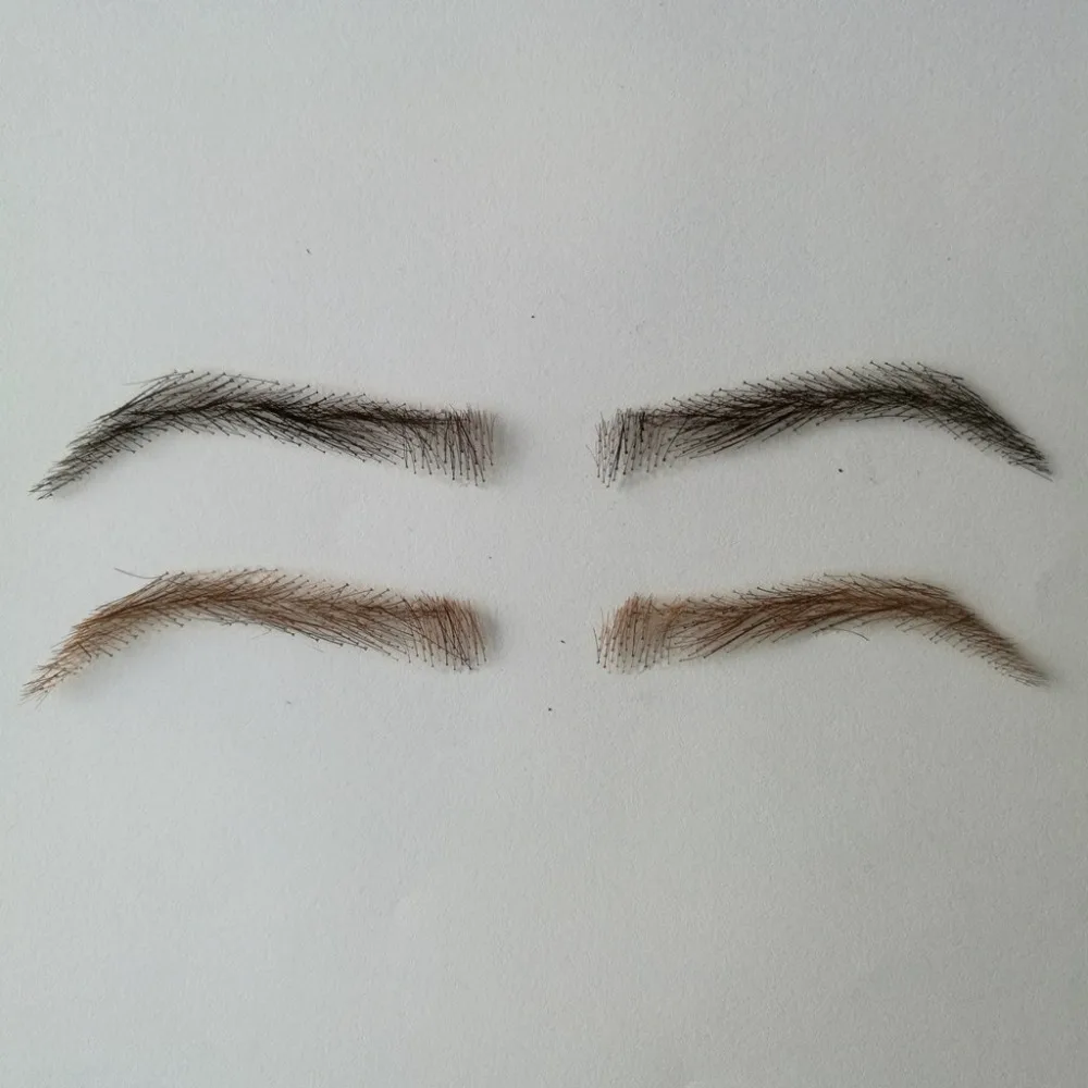 06 hand made human hair man false eyebrow invisible handmade fake eyebrows hand knot fake eyebrow