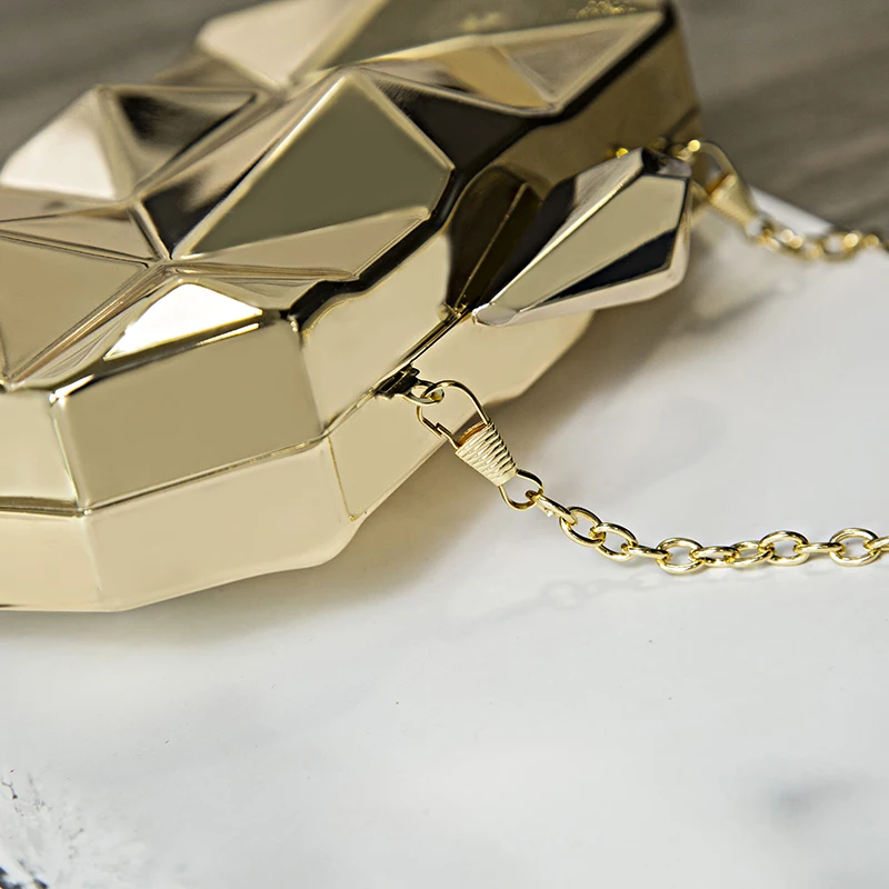 Gold Acrylic Box Geometric Evening Bag Clutch bags Elegent Chain Women Handbag For Party Shoulder Bag For Wedding/Dating/Party