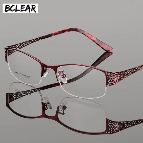 Imagen 1 del producto BCLEAR-gafas graduadas para mujer, monturas ópticas elegantes para miopía y presbicia, ultraligeras de Metal de alta calidad, novedad de 2021