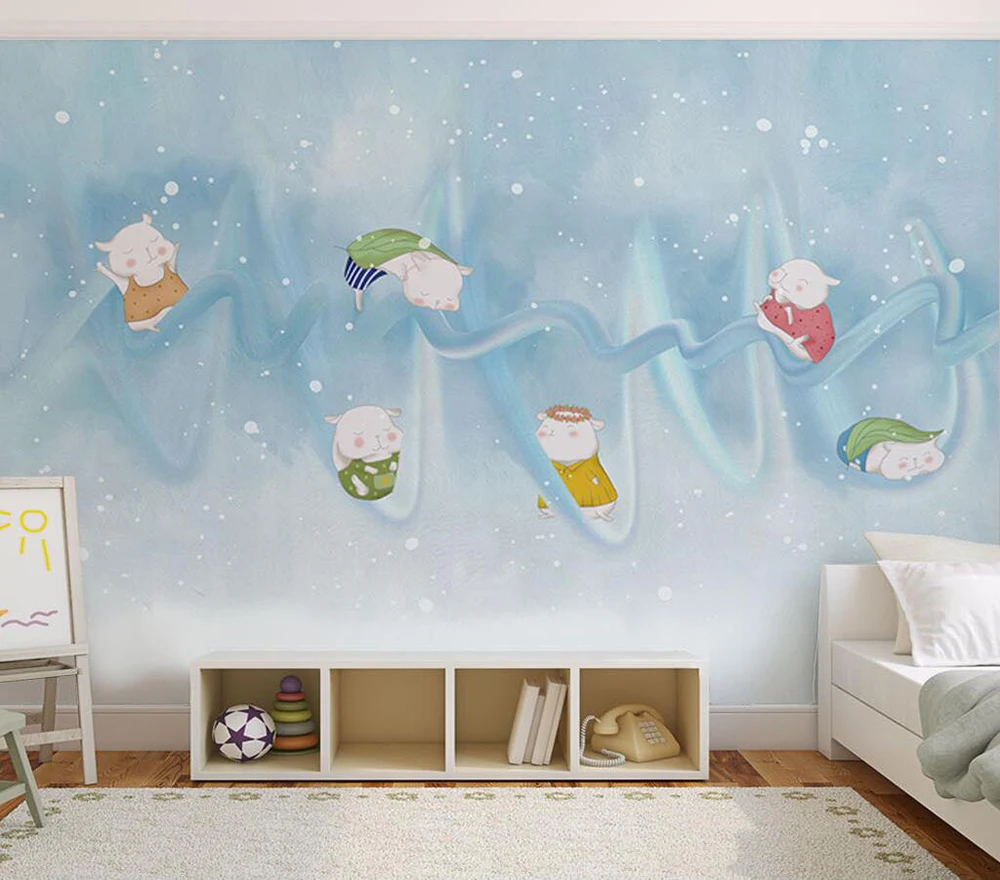 

Custom wallpaper Creative snowscape cartoon animal background wall