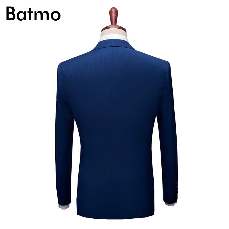 Batmo 2023 new arrival high quality smart casual striped navy blue suits men,men's blue suits,plus-size L-4XL 828