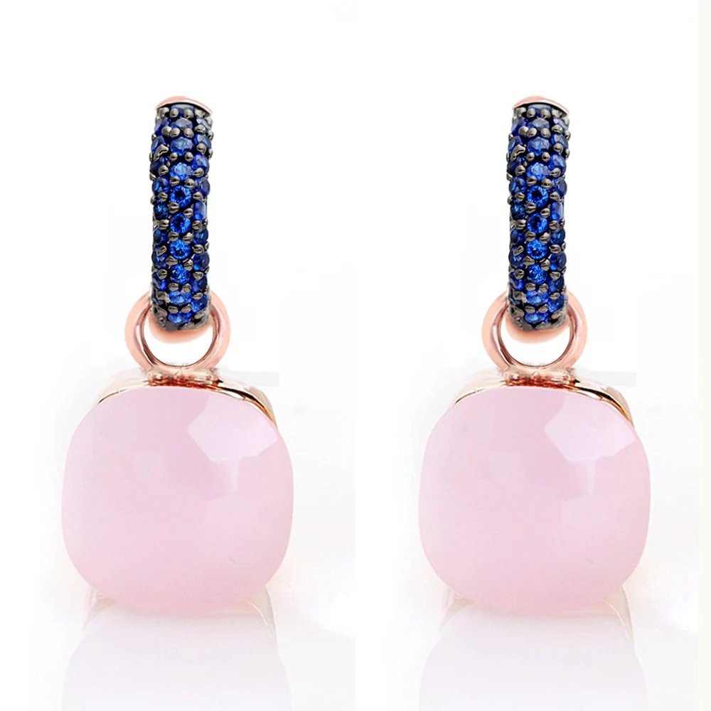 Women Fashion Rose Gold With Black Plated Blue Zircon Earrings Gift 14 Colors