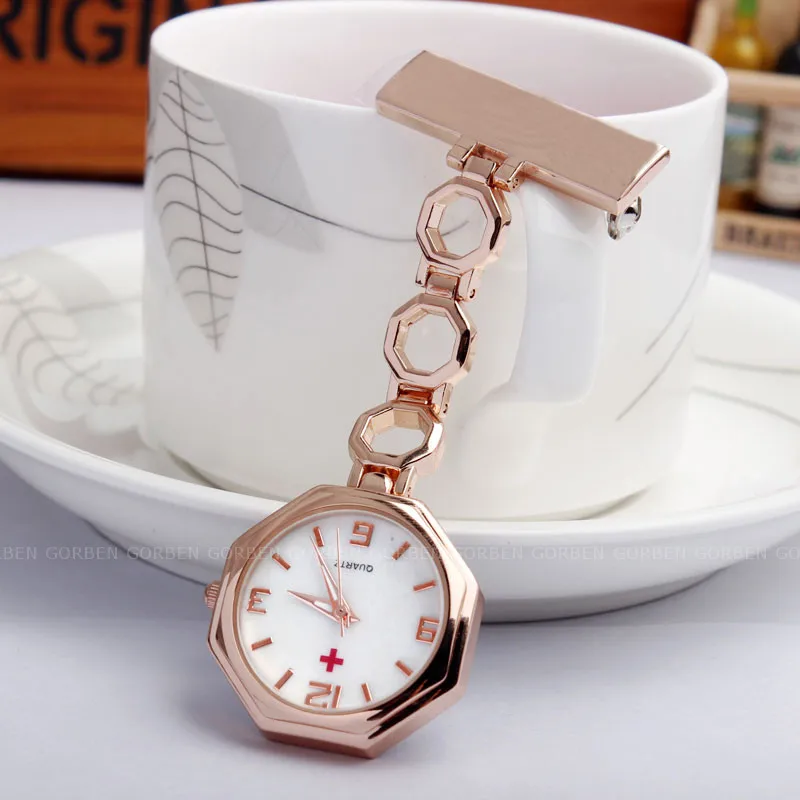 Paramedic Brooch Clip-on Rose Gold Silver Fob Nurse Pocket Watch Stainless Steel Nursing Clock For Doctors Medicals Gifts