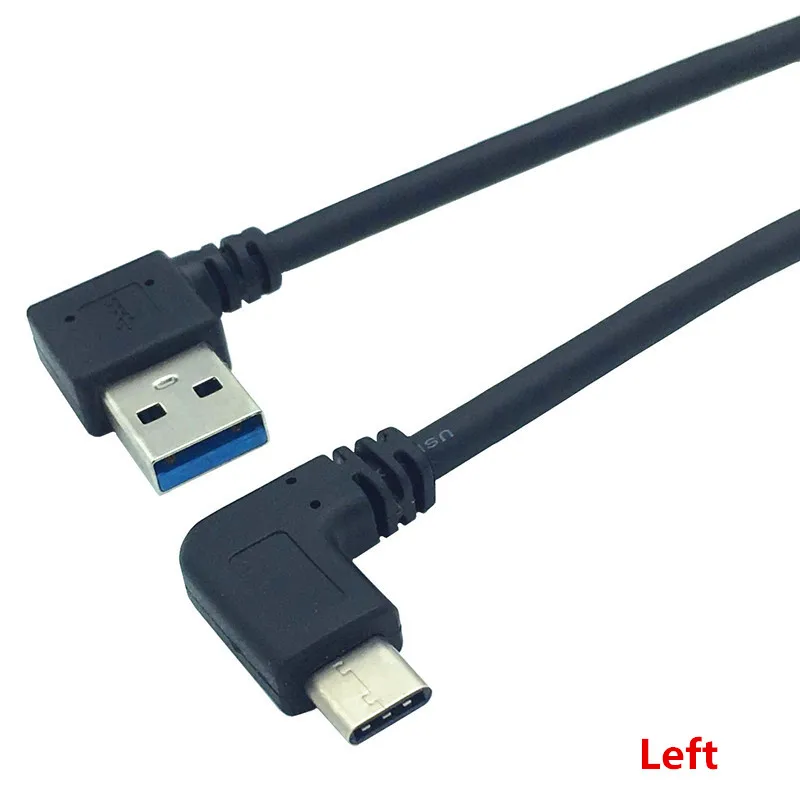 90-градусный левый правый угол USB 3.0 Type-A «папа» на 90-градусный левый угол USB3.1 Type-C «папа» USB-кабель для синхронизации данных и зарядки