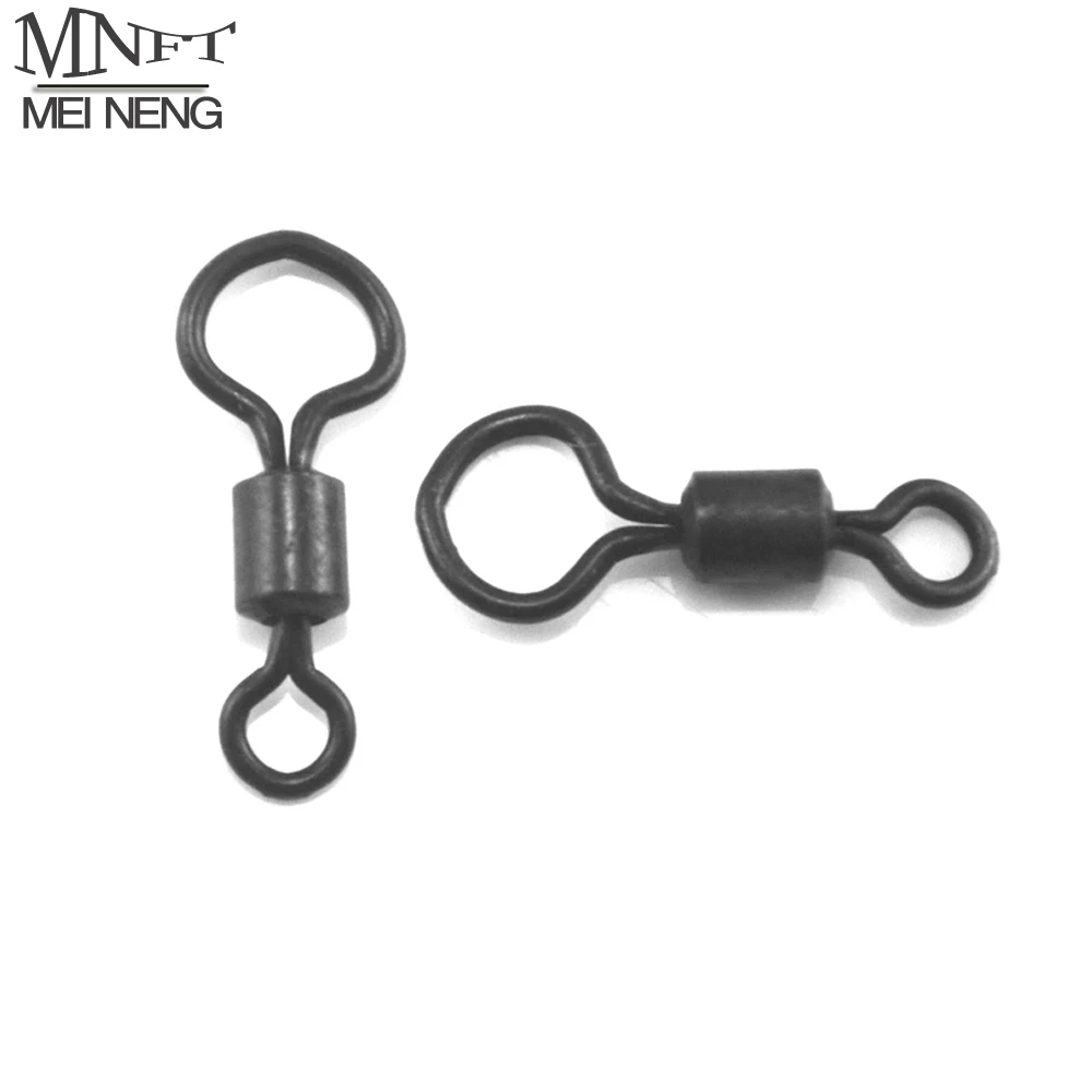 MNFT 100Pcs/Lot #4-L Carp Fishing Large Eye Rolling Swivels Matt Black Big Eye Carping Terminal Tackle for Helicopter Rig