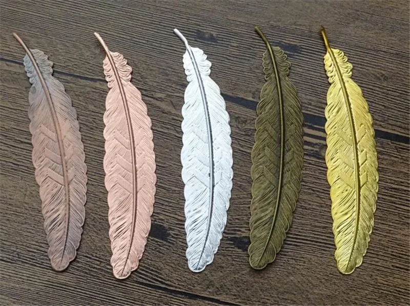 100pcs Metal Feather Bookmark Chinese Style Vintage Page Nice Cool Book Markers School Supplies Party Wedding Gifts For Gues