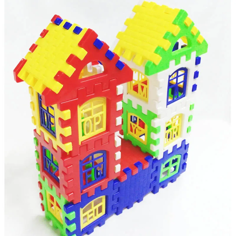 Children's Educational Enlightenment square plastic toy bricks house group assembled kindergarten educational toys birthday gift