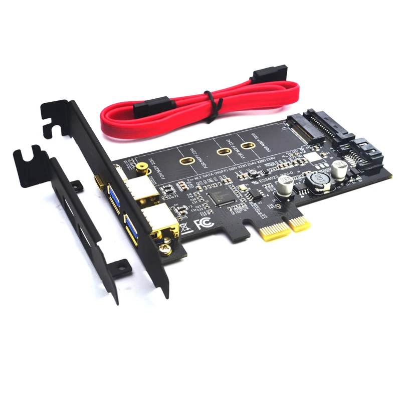 2x USB 3.0 ประเภท-c M.2 PCIe Adapter M2 SSD SATA B Key PCI-e 3.0 Controller Converter การ์ดสำหรับ 2280 2260 2242 2230 NGFF