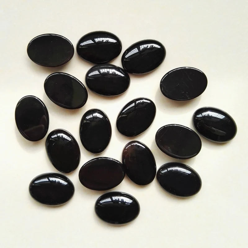 Wholesale 25mmx18mm Natural black onyx stone Oval CAB CABOCHON stone beads teardrop 12pcs/lot Free shipping