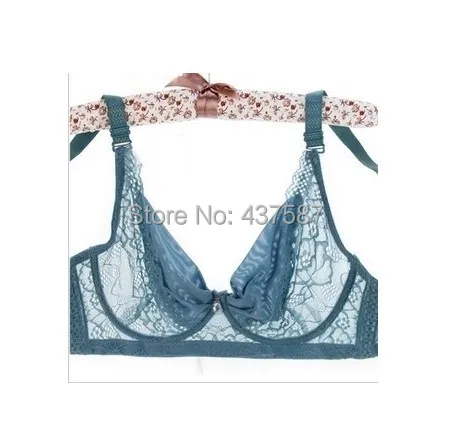 Fashion Sexy Lace Bra Transparent Push up Lingerie Women Underwear Intimates Floral Mesh Patchwork big bust 34-44 B C D VS C3396 image 2