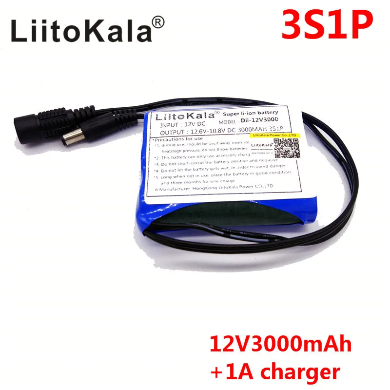 HK LiitoKala Dii-12V3000 DC 12V 3000mAh 18650 li-lon DC12V Super akumulator P + ue ładowarka AC