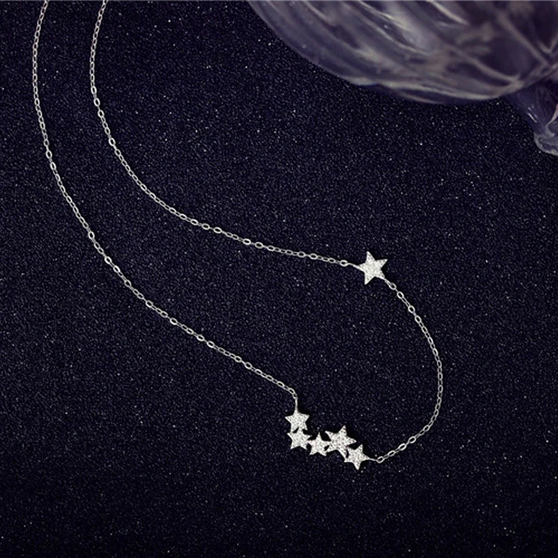 ZHOUYANG Pendant Necklaces For Women Ins Collarbone Chain Little Star Micro Cubic Zirconia Silver Color Fashion Jewelry KBN397