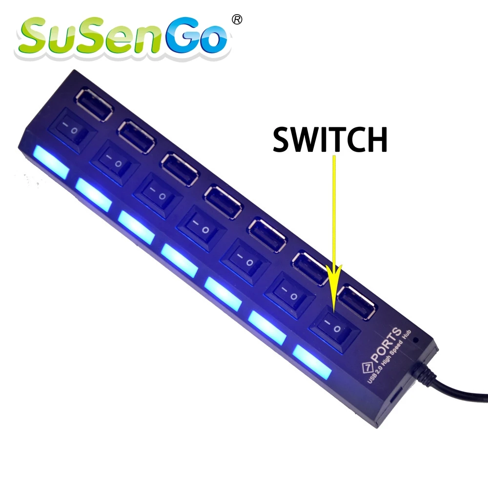 SuSenGo High Quality Battery Box And Four/Seven Port USB Hub Small Splitter Switch For LED Light Up Kit Building Blocks Model