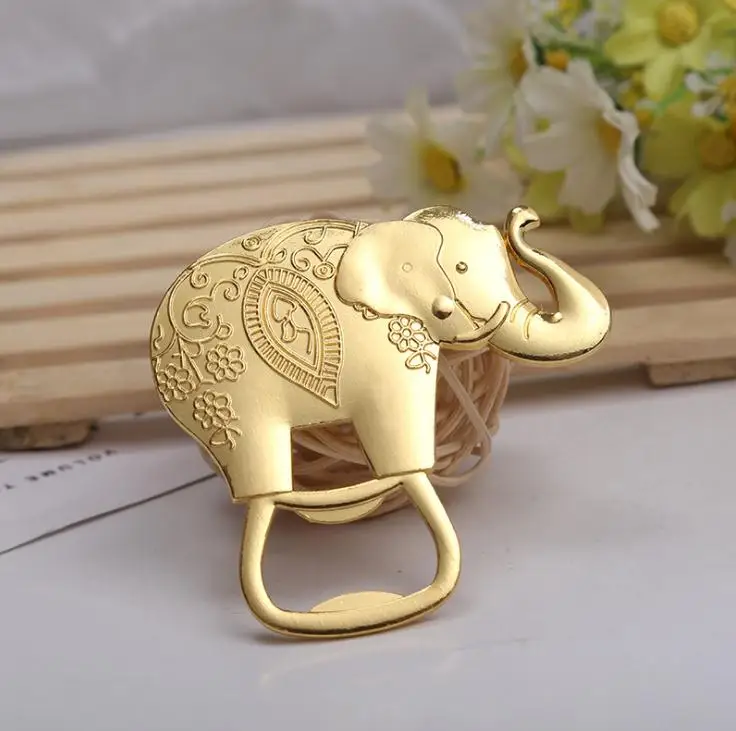 FREE SHIPPING+Gold Wedding Favors and Gift Lucky Golden Elephant Wine Bottle Opener SN411