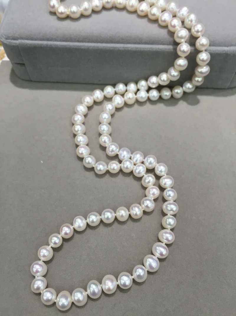 8-9MM Long Fresh Water Pearl necklace Real Pearl White Multi Color 80CM accept order any lenth fashion women jewelry  Classic