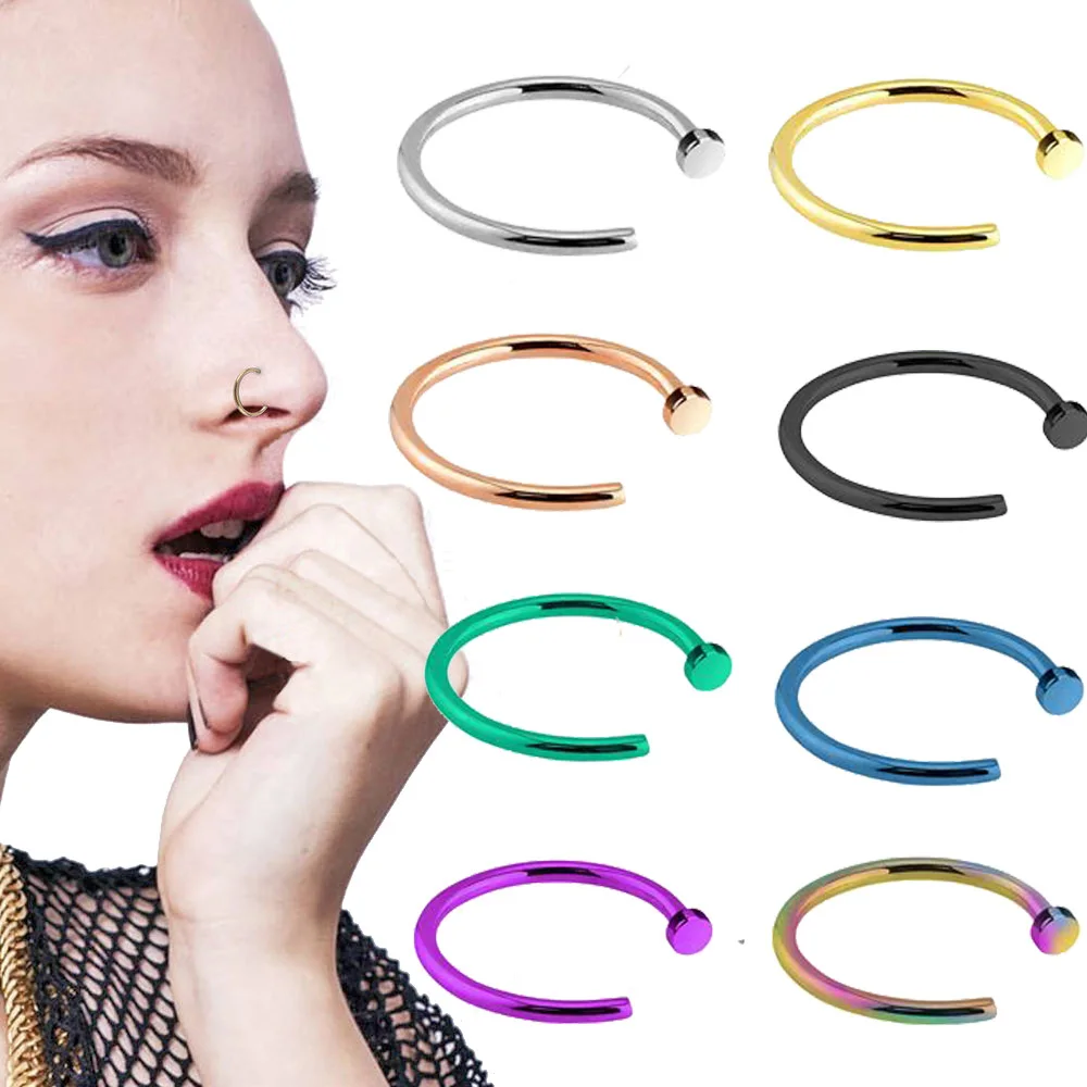 BOG2Pcs C Clip Kylie lip Piercing Ring Fake Nose Ring Labret Neus Piercing Hoop 8 Color Nose Stud Piercing jewelry Drop Shipping