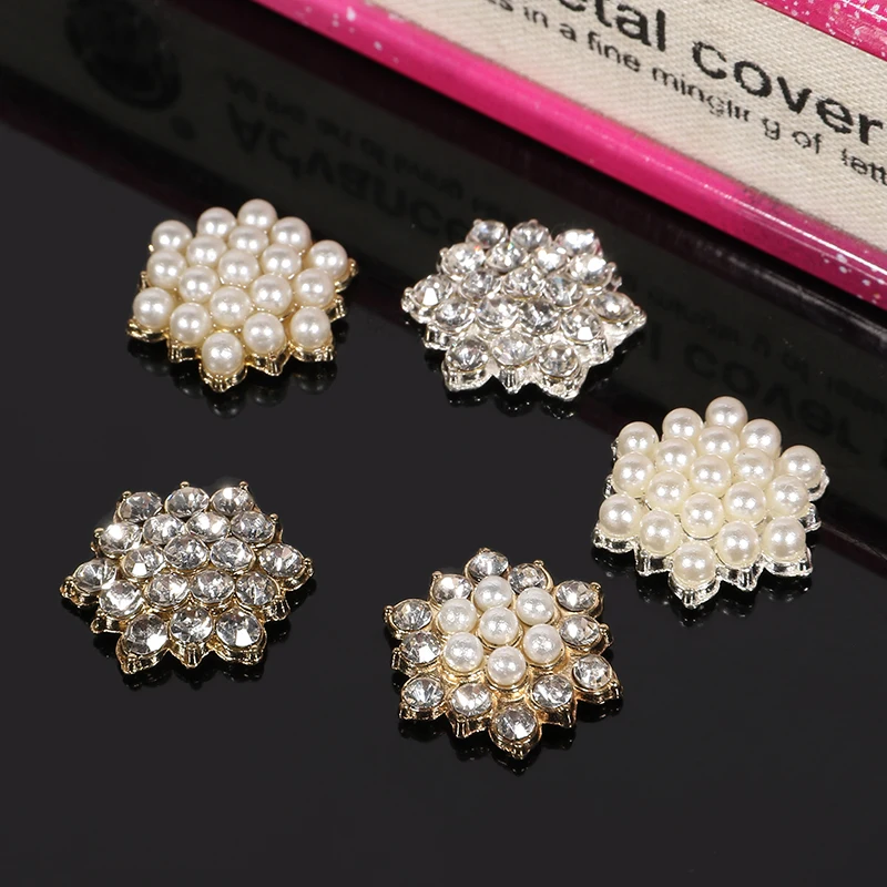 2016New 100Pcs Snowflakes Lotus Rhinestones Flatback Button for DIY Hair Accessories or Phone Case Decoration HZ127