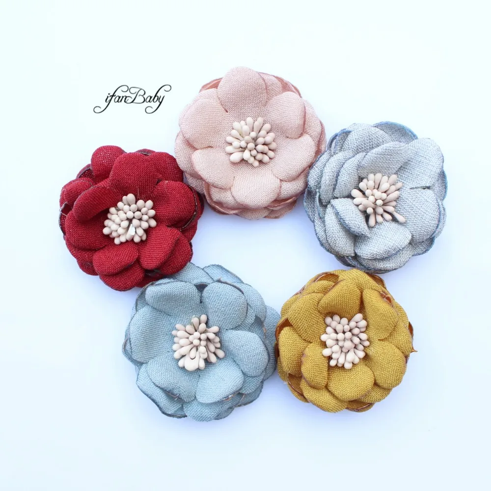 

2017 singed burn flowers fabric hair flowers for baby kids girl women hair flowers 30pcs