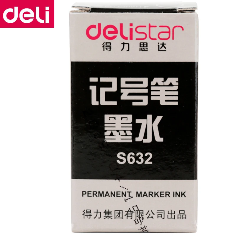 1PCS 12ml Deli S632 permanent marker ink 3 color disposable ink supplement liquid permanent marker pen ink wholesale