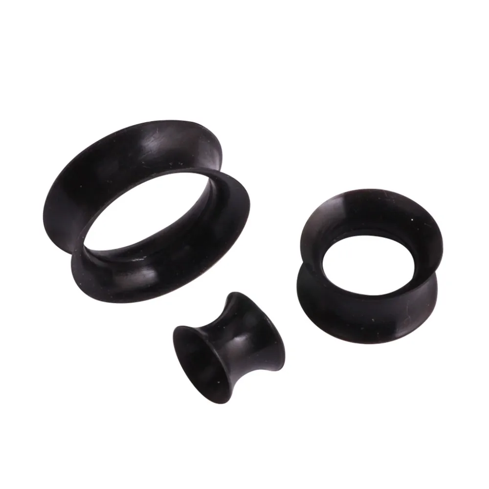 2 Pcs Silicone Comfortable Thin Double Flared Ear Plugs Flesh Tunnel Ear Gauge Expander Stretcher Earlets Earrings Ear Piercing