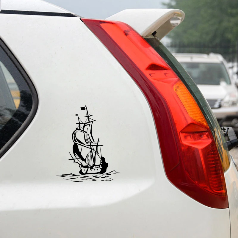 QYPF 13.5*16.2CM Interesting Pirate Ship Ocean Sailor Decor Car Styling Sticker Vinyl Silhouette Black/Silver C16-1104