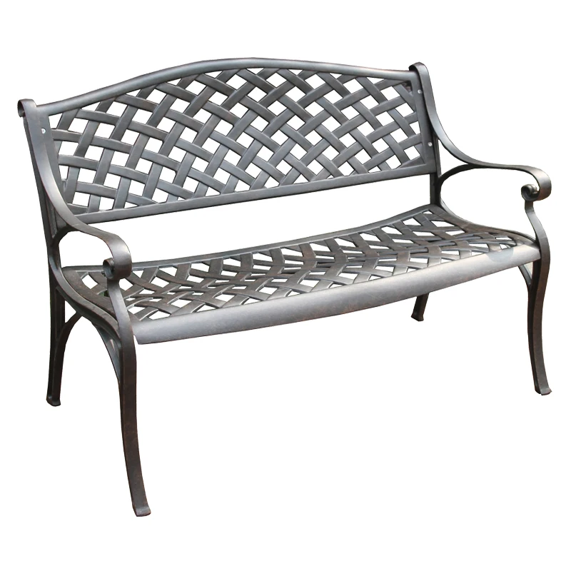 

Outdoor Park Cast Aluminum Double Seat Chair, Metal Garden Lover Chair, Balcony Community Long Benches