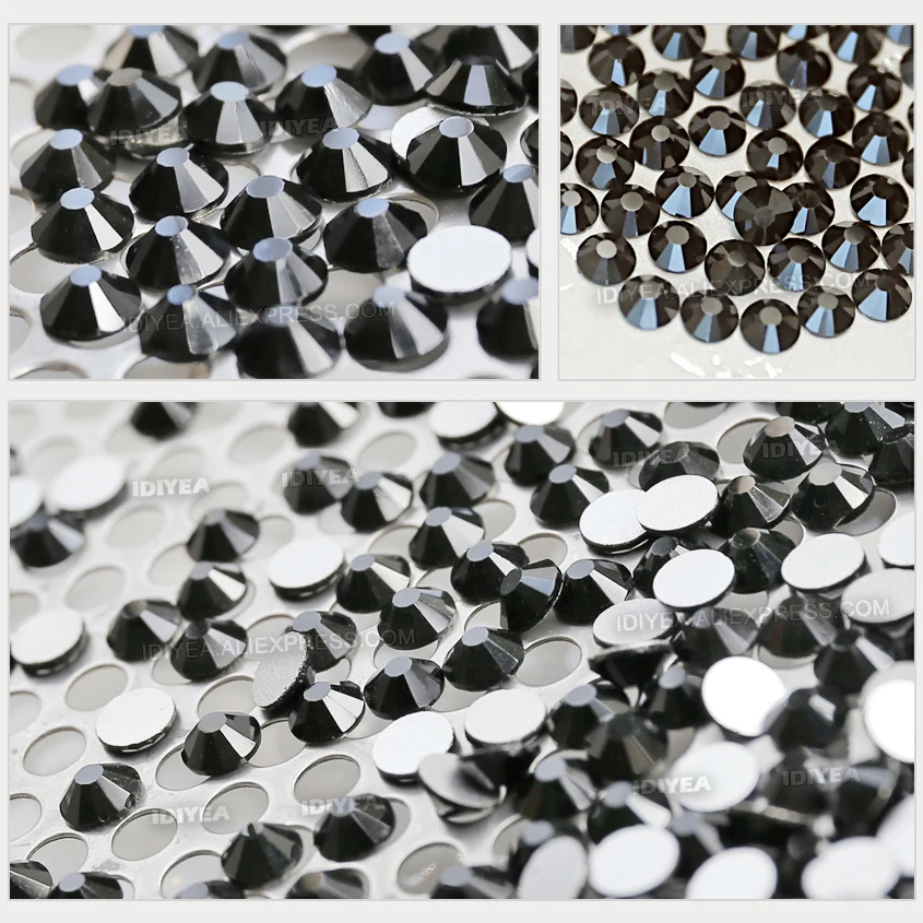 Jet Nut SS3 SS4 SS5 SS6 SS10 SS20 SS30 for Nail Art Rhinestones Glitter Crystal Decoration DIY Flat Back Non HotFix stone strass