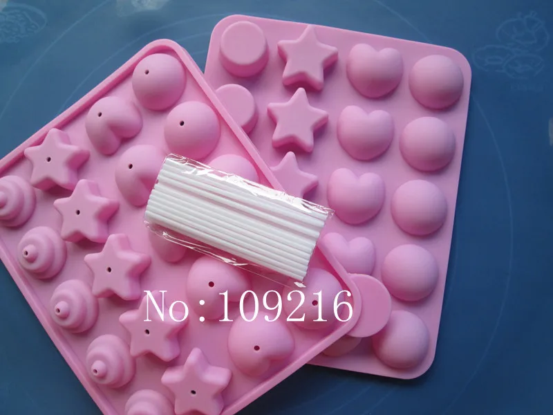 Wholsale!! 1pcs New style Four Style  20-Lollipop Green Good Quality 100% Food Grade Silicone Cake/Chocolate/Candy DIY Mold