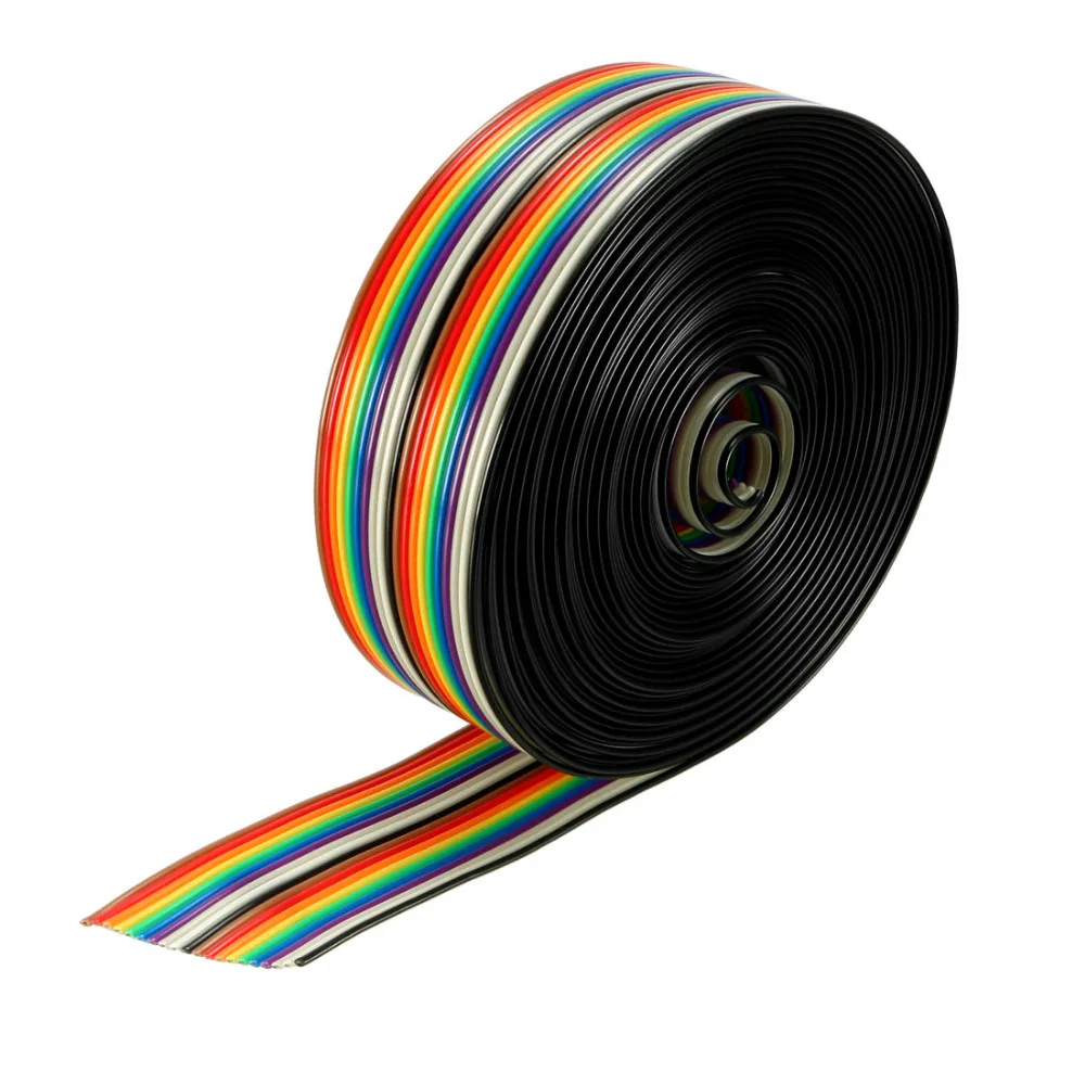 Uxcell Rainbow Color 1.27mm Pitch 40P 26P 20P Jumper Wire Ribbon Cable Breadboard DIY Ribbon Flat Cable 1.3mm Dia 3/5meter Long